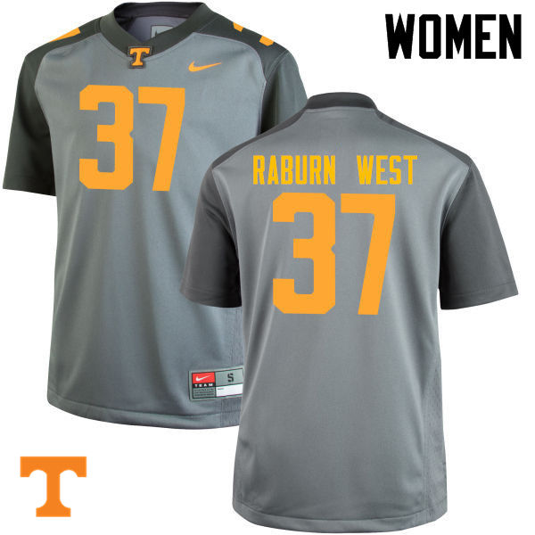 Women #37 Charles Raburn West Tennessee Volunteers College Football Jerseys-Gray
